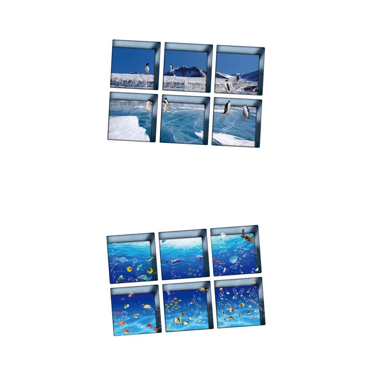 12pcs 13x13cm 3D Effect Anti Slip Waterproof Bathtub Sticker Fishes Penguins