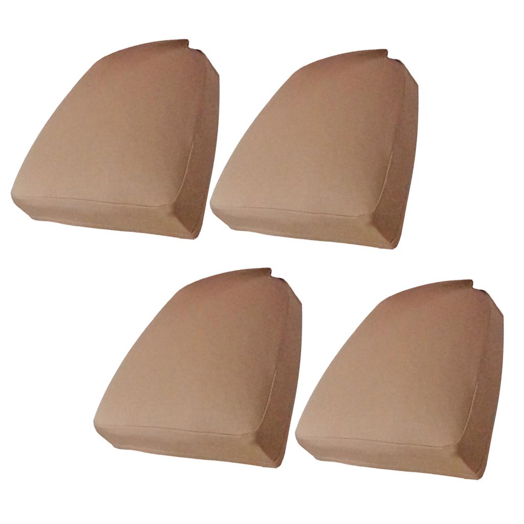 4pcs Stretch Spandex Dining Room Chair Cover Seat Pad Slipcover Brown