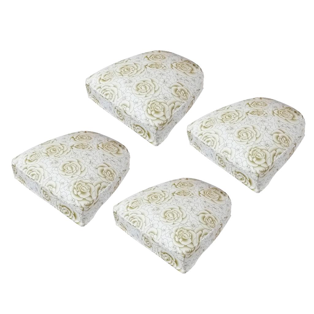 4pcs Stretch Spandex Dining Room Chair Cover Seat Pad Slipcover Khaki