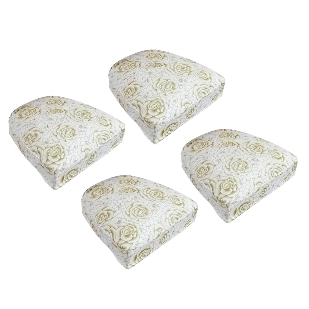4pcs Stretch Spandex Dining Room Chair Cover Seat Pad Slipcover Khaki
