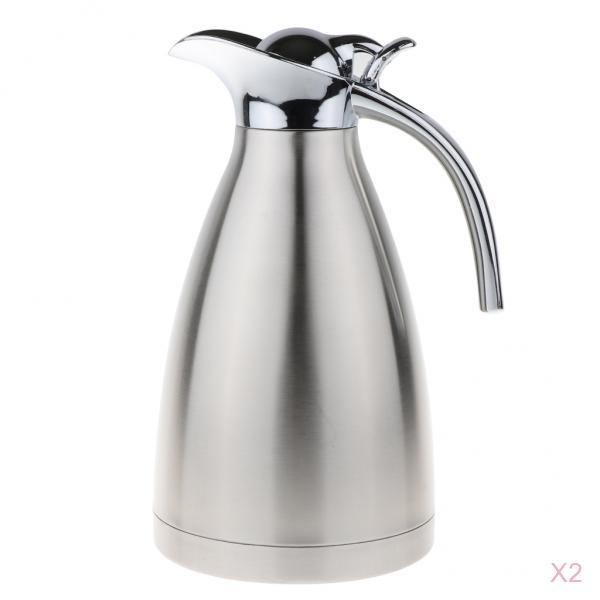2x1.5L Stainless Steel Double Wall Insulated Coffee Carafe Tea Kettle Silver