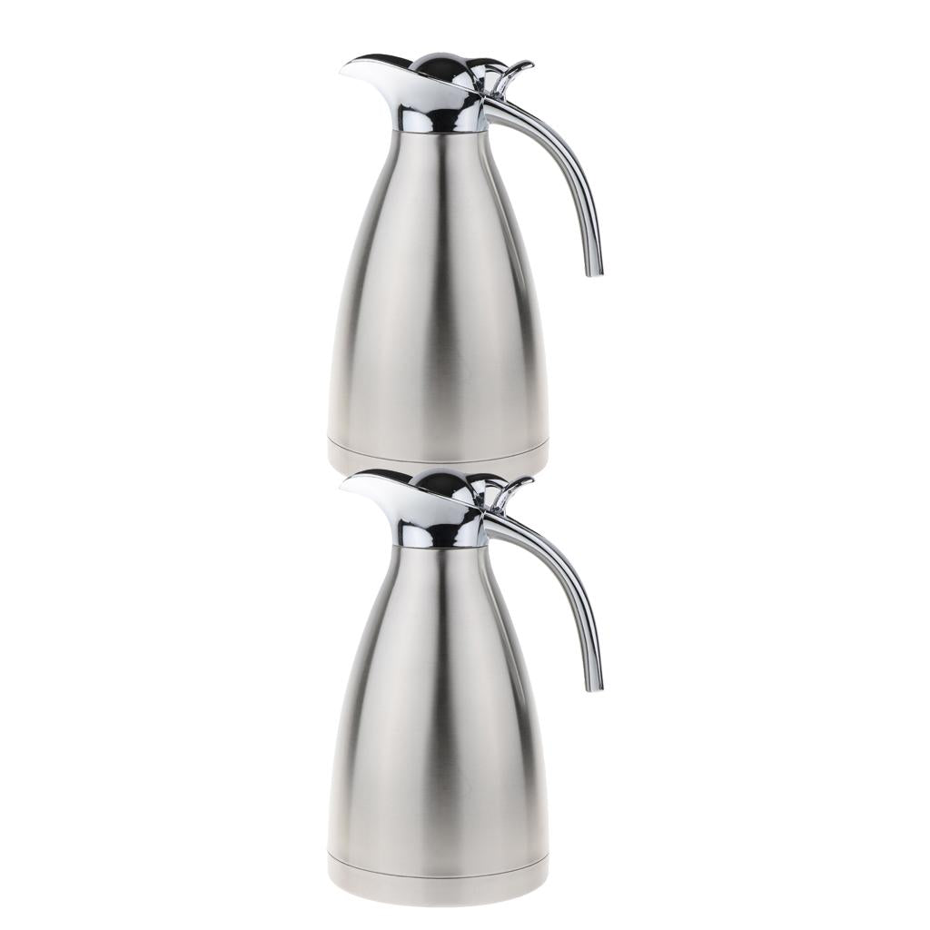 2x1.5L Stainless Steel Double Wall Insulated Coffee Carafe Tea Kettle Silver