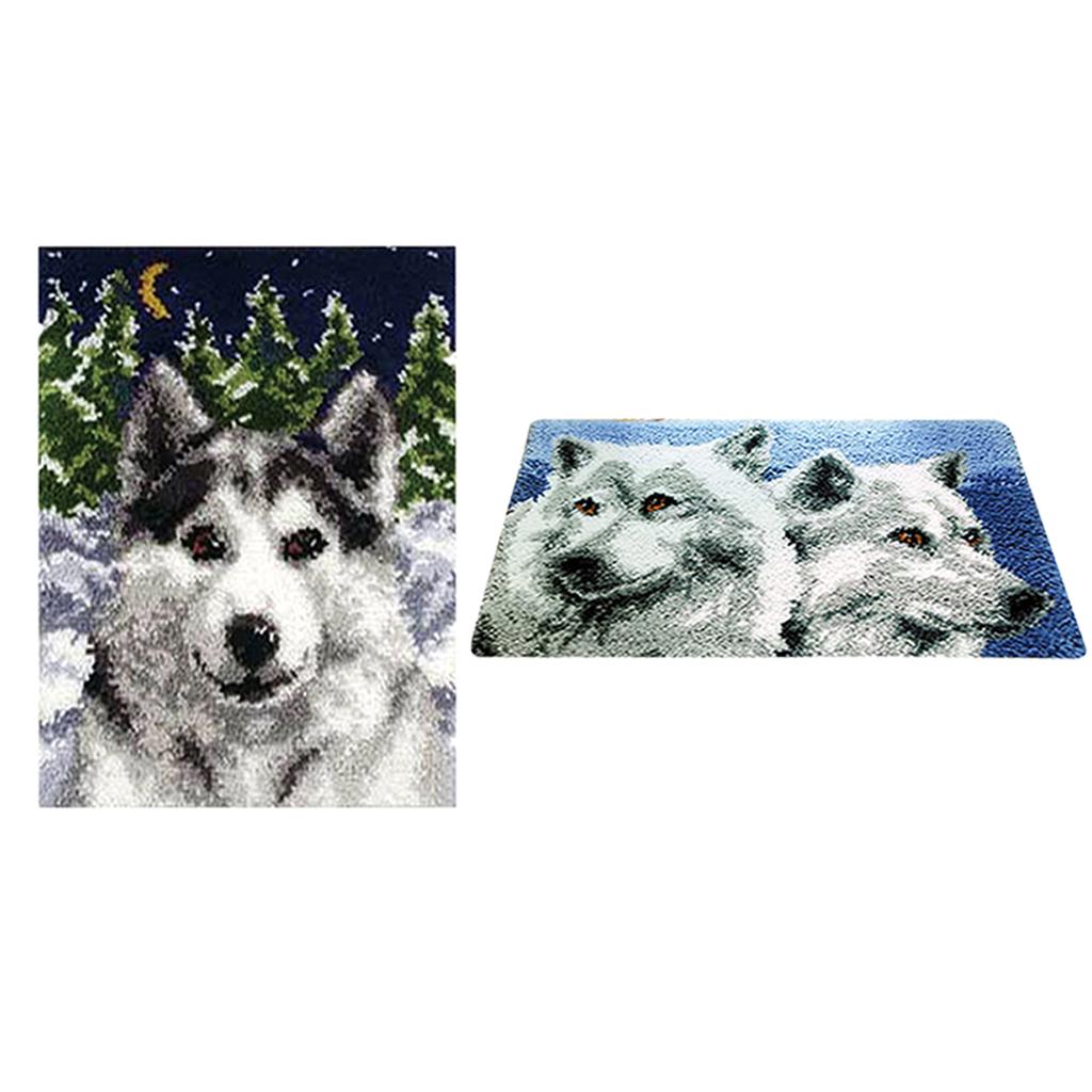 2 Set Wolf Latch Hook Kit with Basic Tool and Instruction for Rug Making