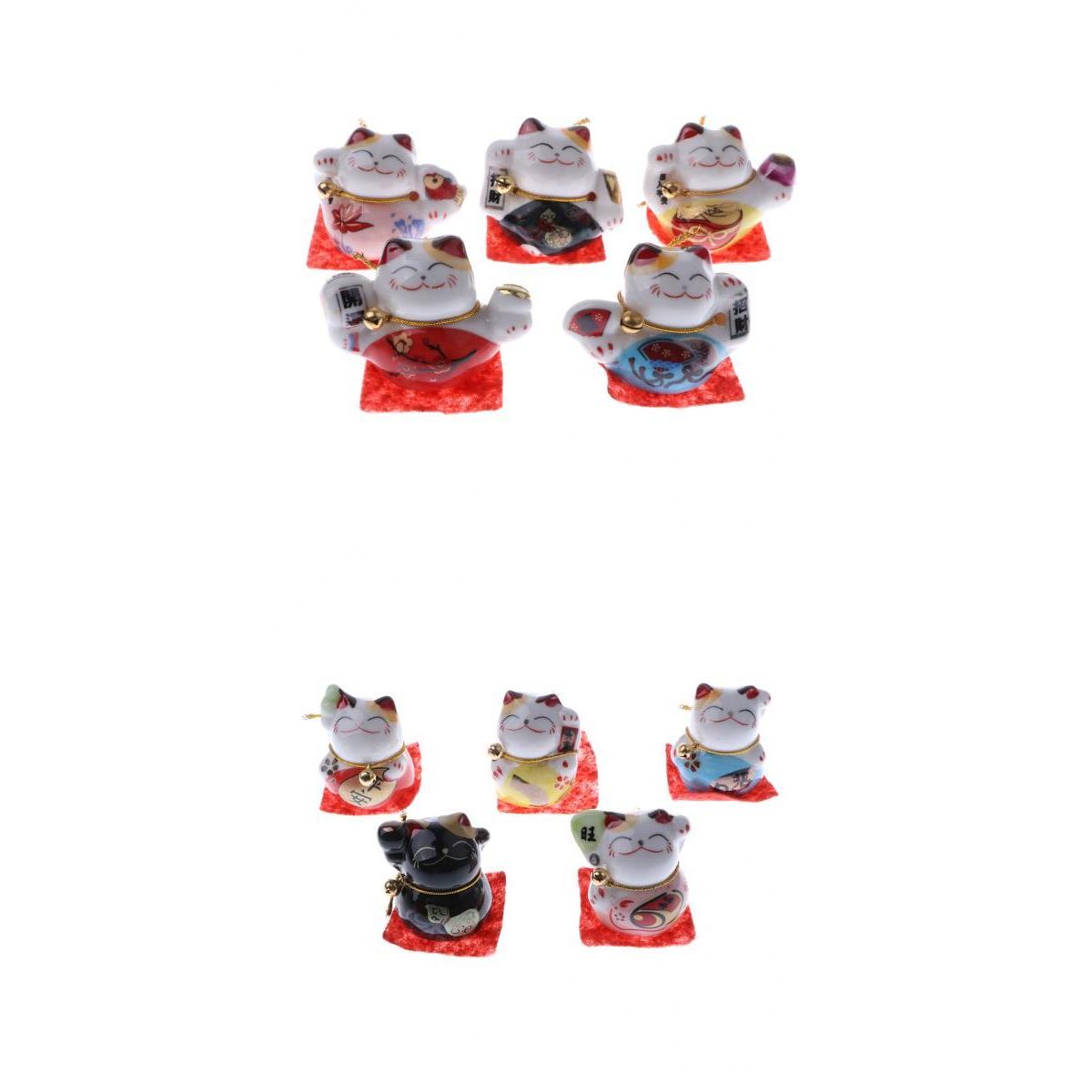 10Pcs Waving Hand Fortune Cat Animal Statue Figure Toy Home Decoration