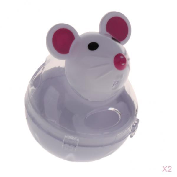 2 Pcs Pet Cat Tumbler Toy Interactive Cat Dog Leakage Food Dispenser White
