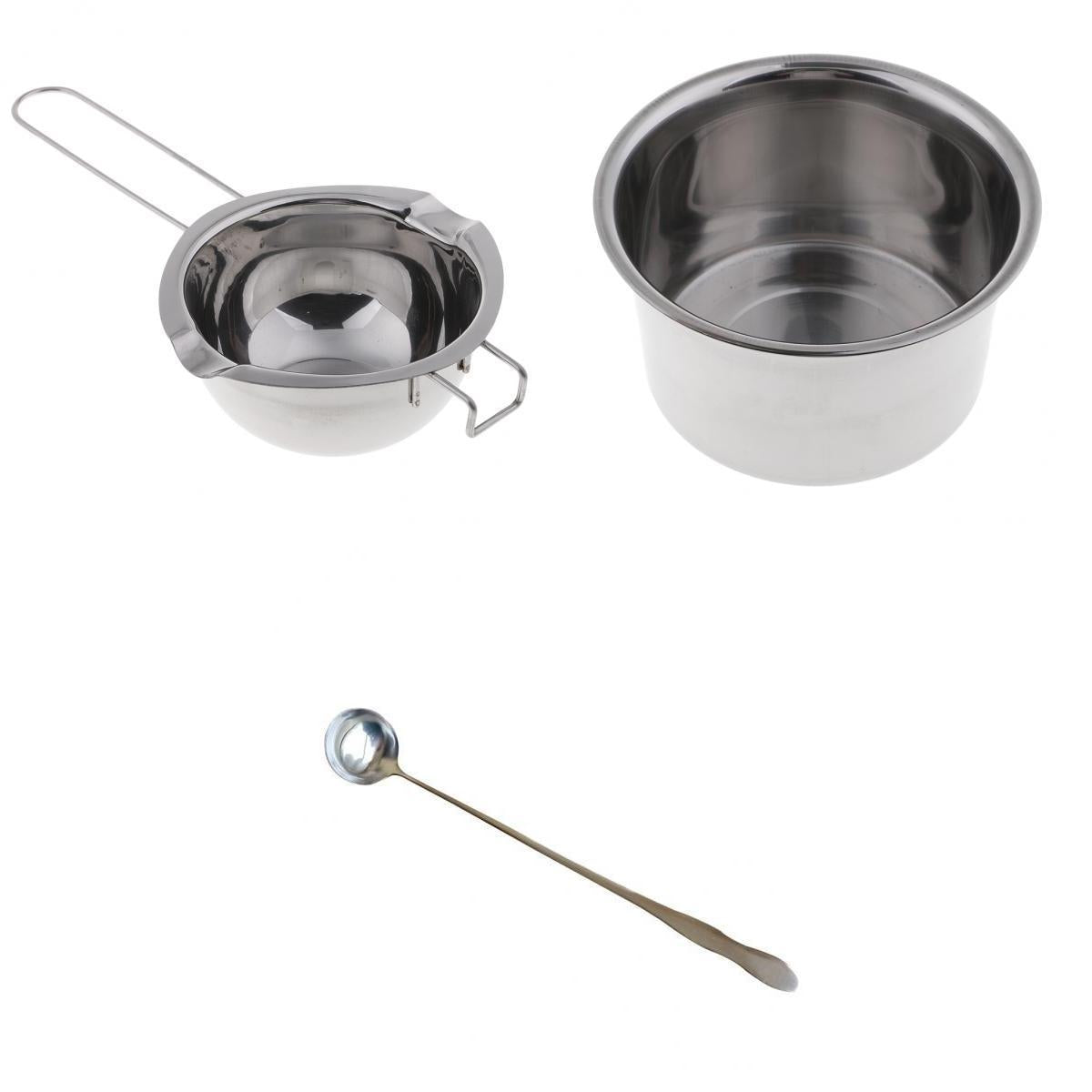 3 Pieces Stainless Steel Wax Melting Pot Double Boiler & Long Handle Spoon