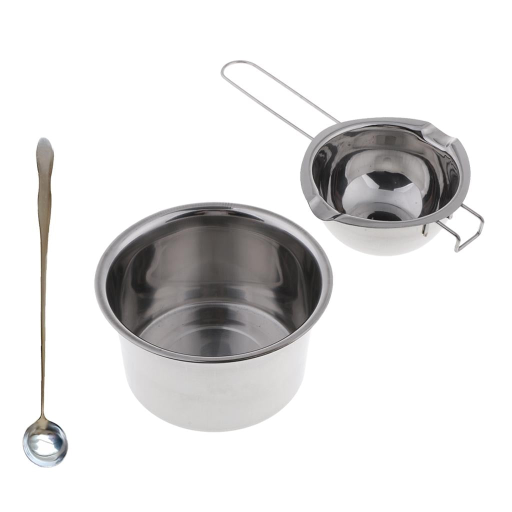 3 Pieces Stainless Steel Wax Melting Pot Double Boiler & Long Handle Spoon