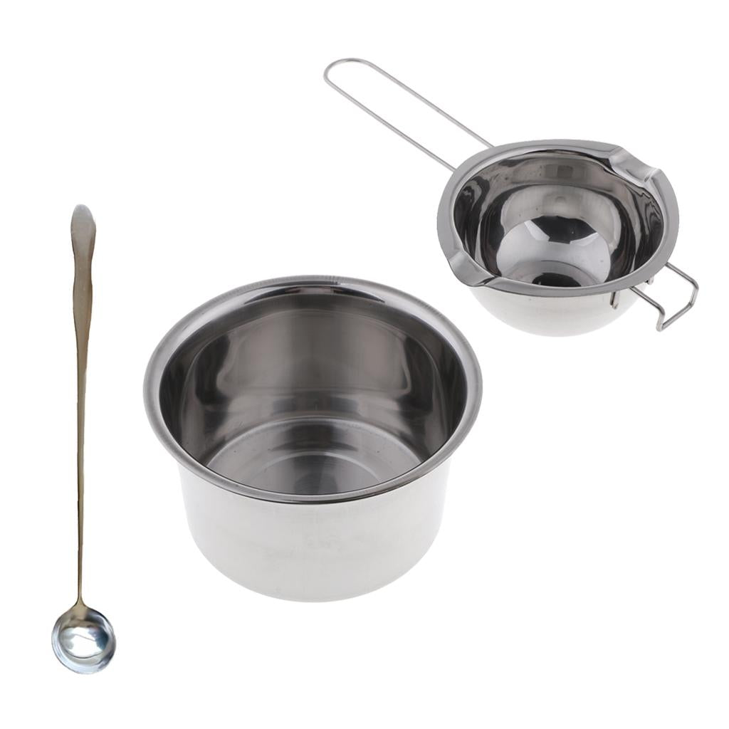 3 Pieces Stainless Steel Wax Melting Pot Double Boiler & Long Handle Spoon