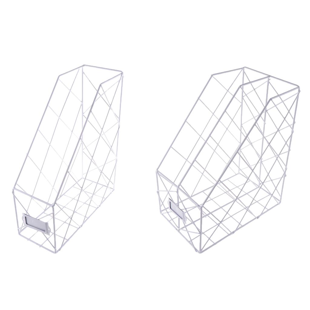 2Pcs Metal Desktop File Folder Office Home Desk Organizer White