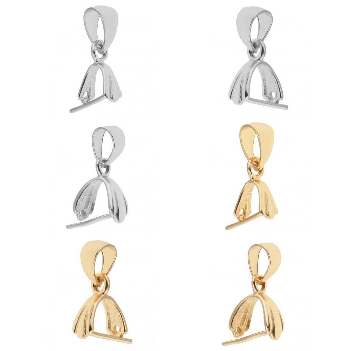 6Pcs 925 Sterling Silver Pinch Clip Bail Clasp Charm Bead Pendant Connector