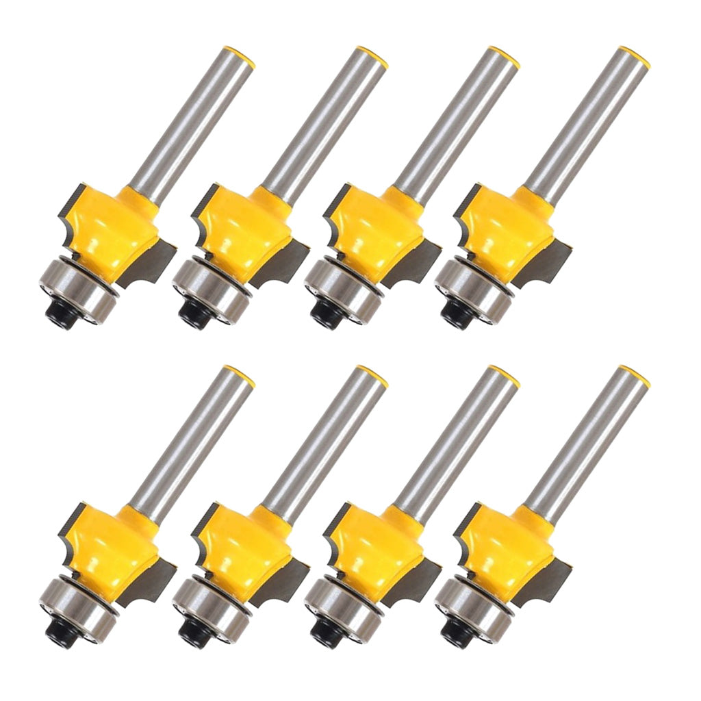 8Pcs 1/4 Shank 1/8" Radius Round Over Router Bit Woodworking Chisel Cutter"