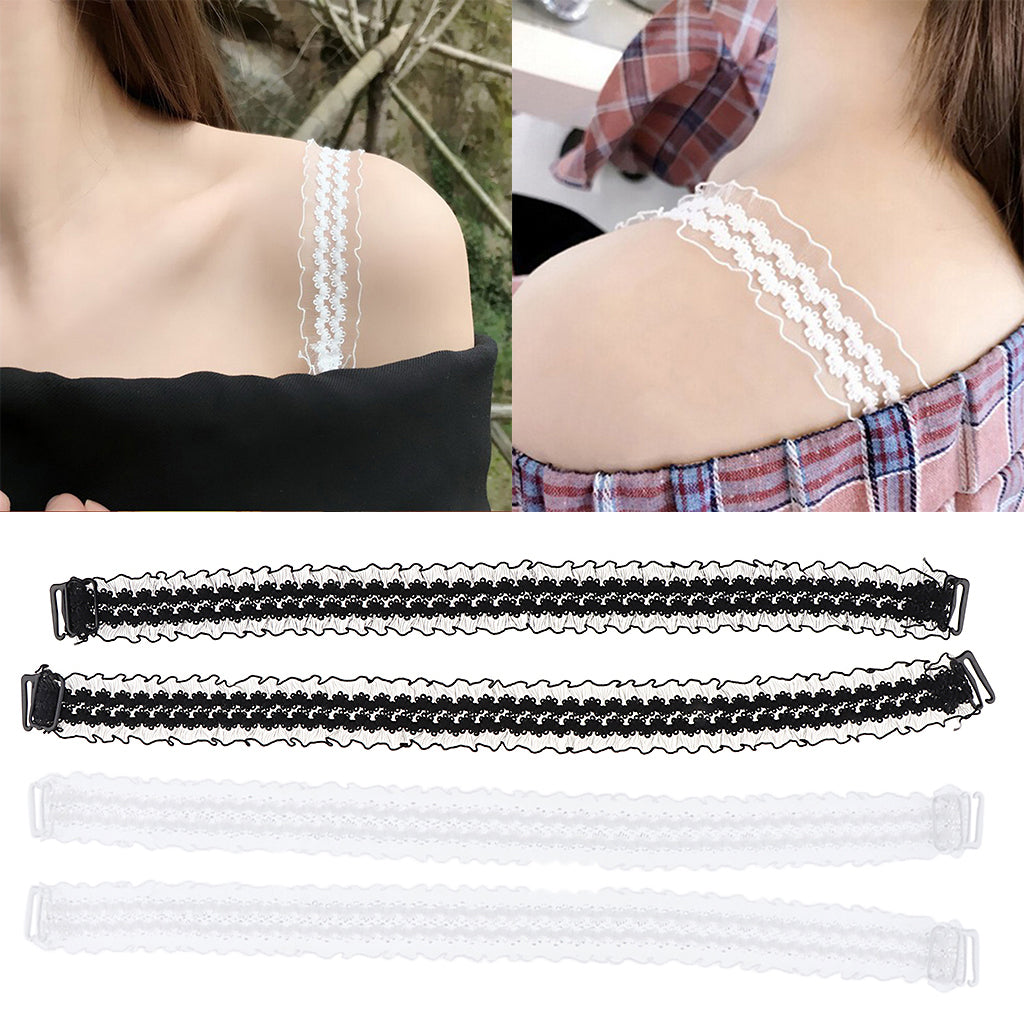 2 Women Elastic Lace Bra Straps Non-slip Seamless Shoulder Strap Replacement