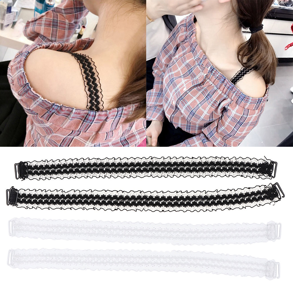 2 Women Elastic Lace Bra Straps Non-slip Seamless Shoulder Strap Replacement