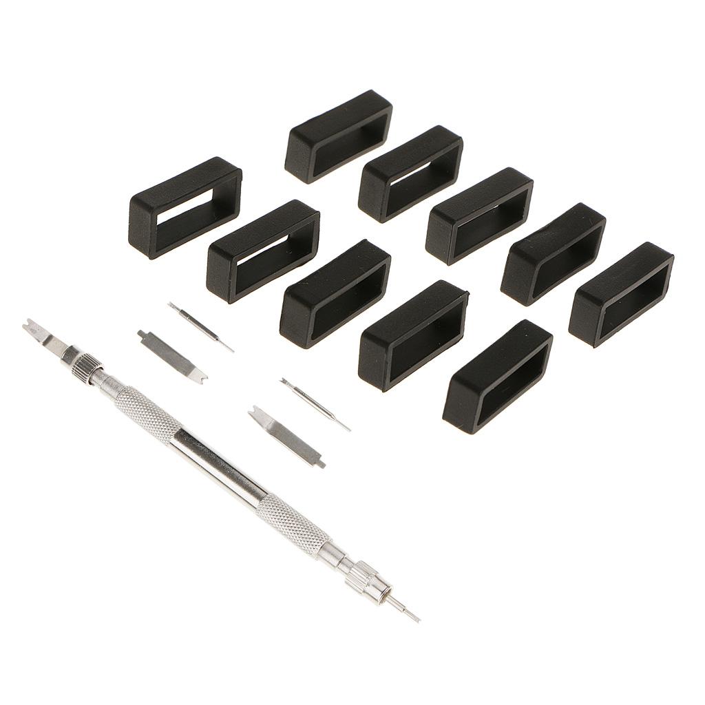 10pcs Rubber Watch Strap Band Keeper Loop Retainer Ring With Remover Tool