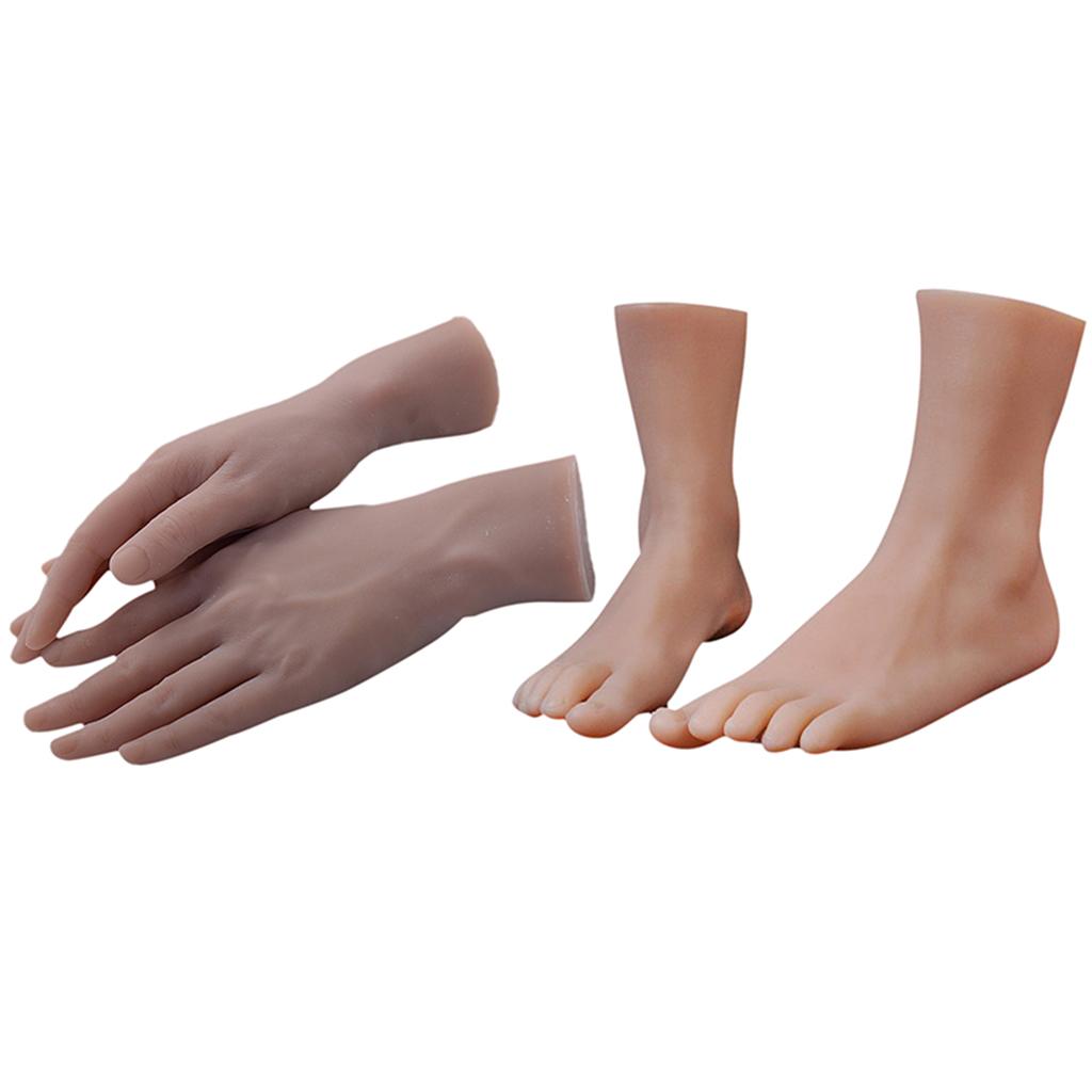 3D Male Tattoo Nail Art Practice Mannequin Foot Model Display Fake Hands Set