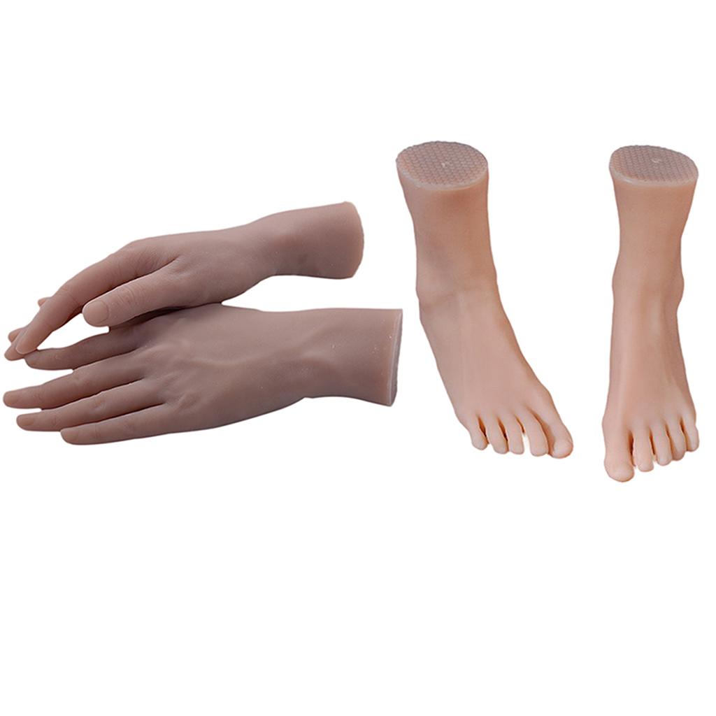 3D Male Tattoo Nail Art Practice Mannequin Foot Model Display Fake Hands Set