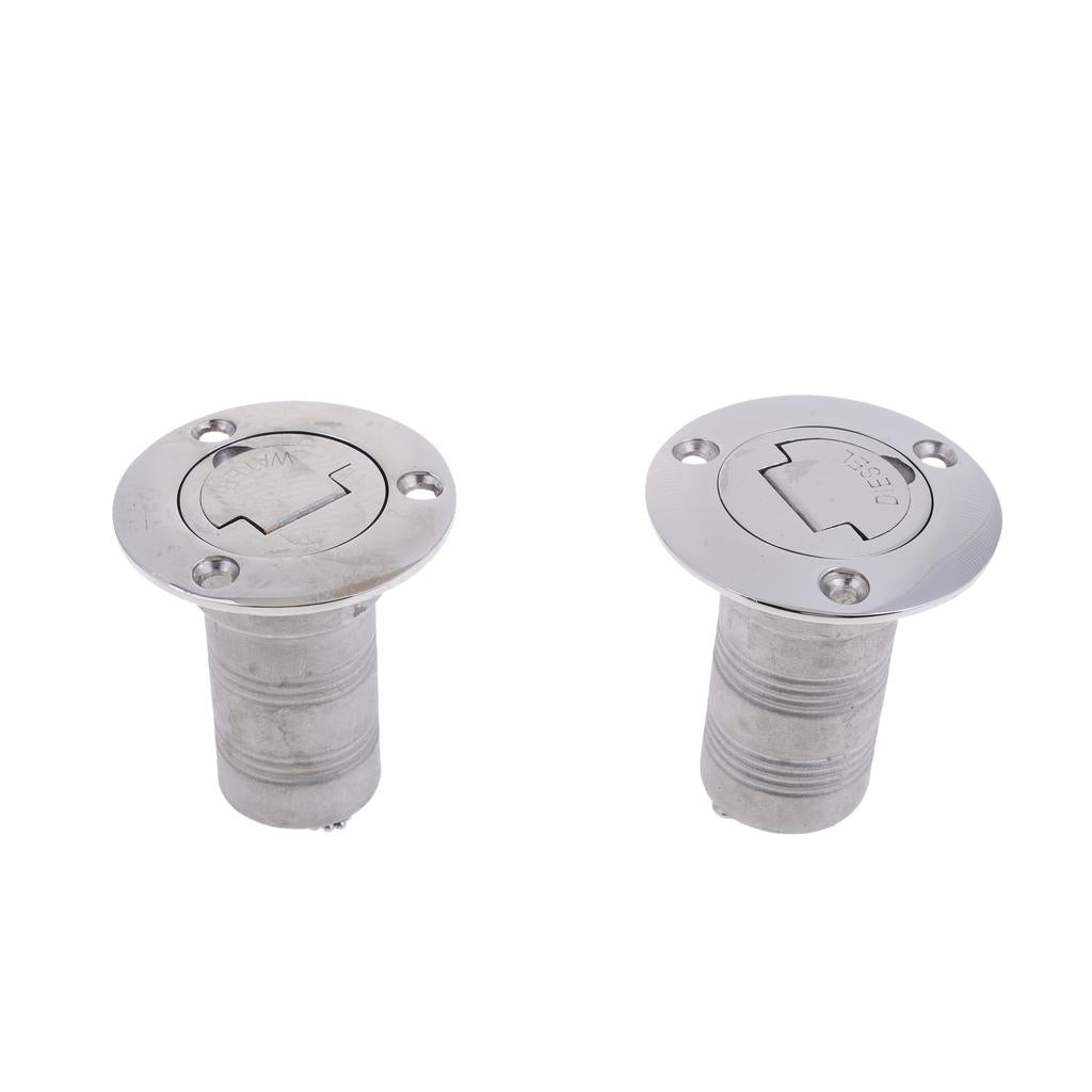 2pcs Boat Deck Fill / Filler Keyless Cap - 38mm Diesel - 316 Stainless Steel