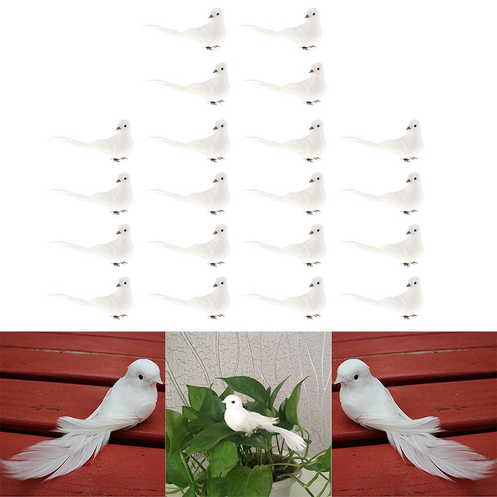 20Pcs Artificial Feather Foam Doves Birds Wedding Decor Venue Ornament