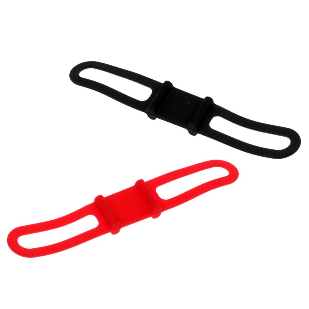 2Pcs Bike Silicone Elastic Band Flashlight Phone Strap Ribbon Mount Holder