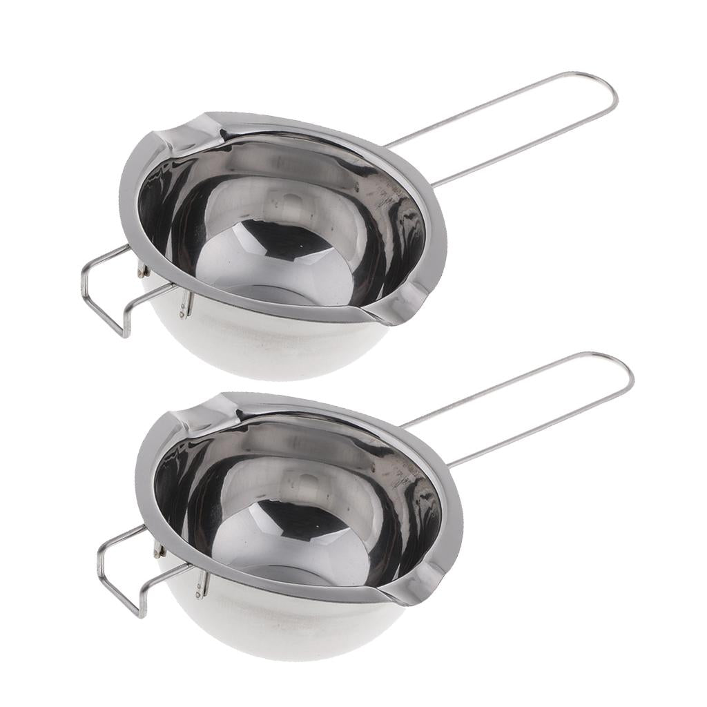 2x Long Handle Stainless Steel Candle Wax Melting Pot for Candle Soap Making