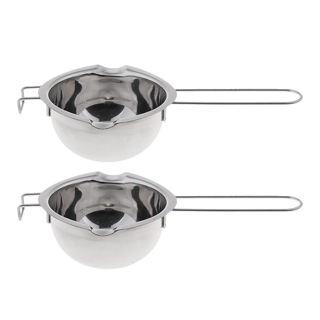 2x Long Handle Stainless Steel Candle Wax Melting Pot for Candle Soap Making