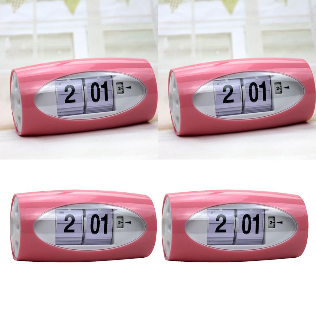 2x Digital Table Clock Auto Flip Clock Alarm Clock Home Decor Desk Clock Red