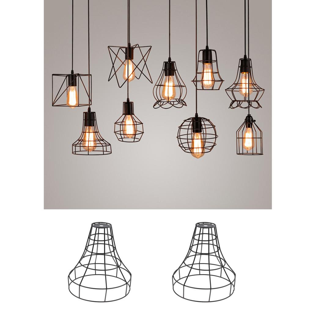 2 Pcs Iron Wire Cage Hanging Lamp Shade Pendant Light Chandelier Shades