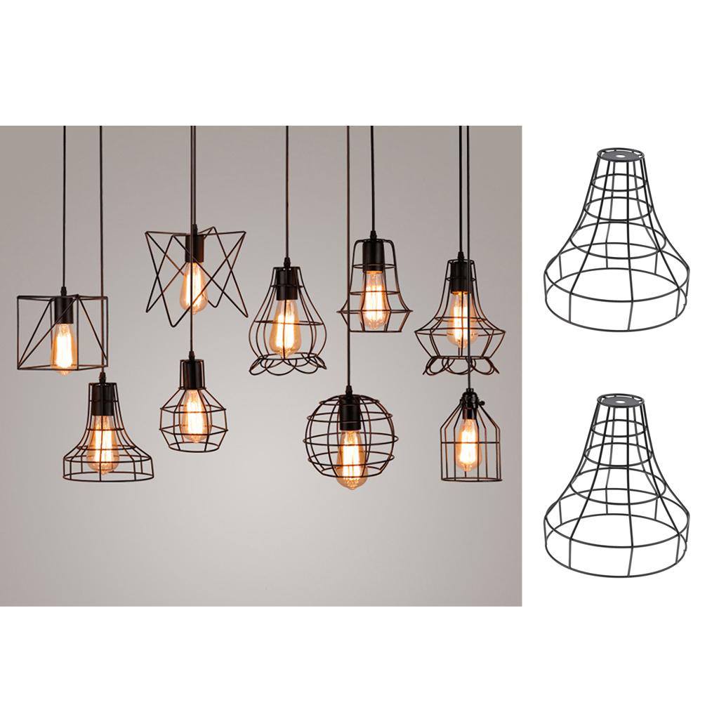 2 Pcs Iron Wire Cage Hanging Lamp Shade Pendant Light Chandelier Shades