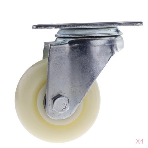 4PCS Pack 3'' White PP Swivel Plate Caster Wheels 90kg 200lbs Wearproof