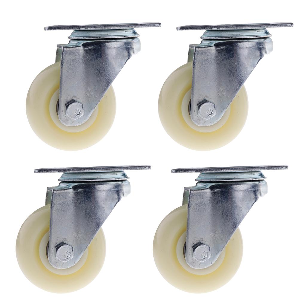 4PCS Pack 3'' White PP Swivel Plate Caster Wheels 90kg 200lbs Wearproof