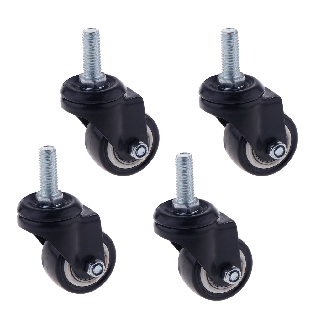 4PCS 1.5'' Mute Rubber Swivel Plate Caster Wheel M10 Universal Replacement