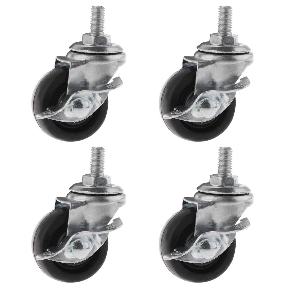 4PCS Pack 1.5 Rubber Swivel Plate Mute Caster Wheel M8 Universal with Brake"