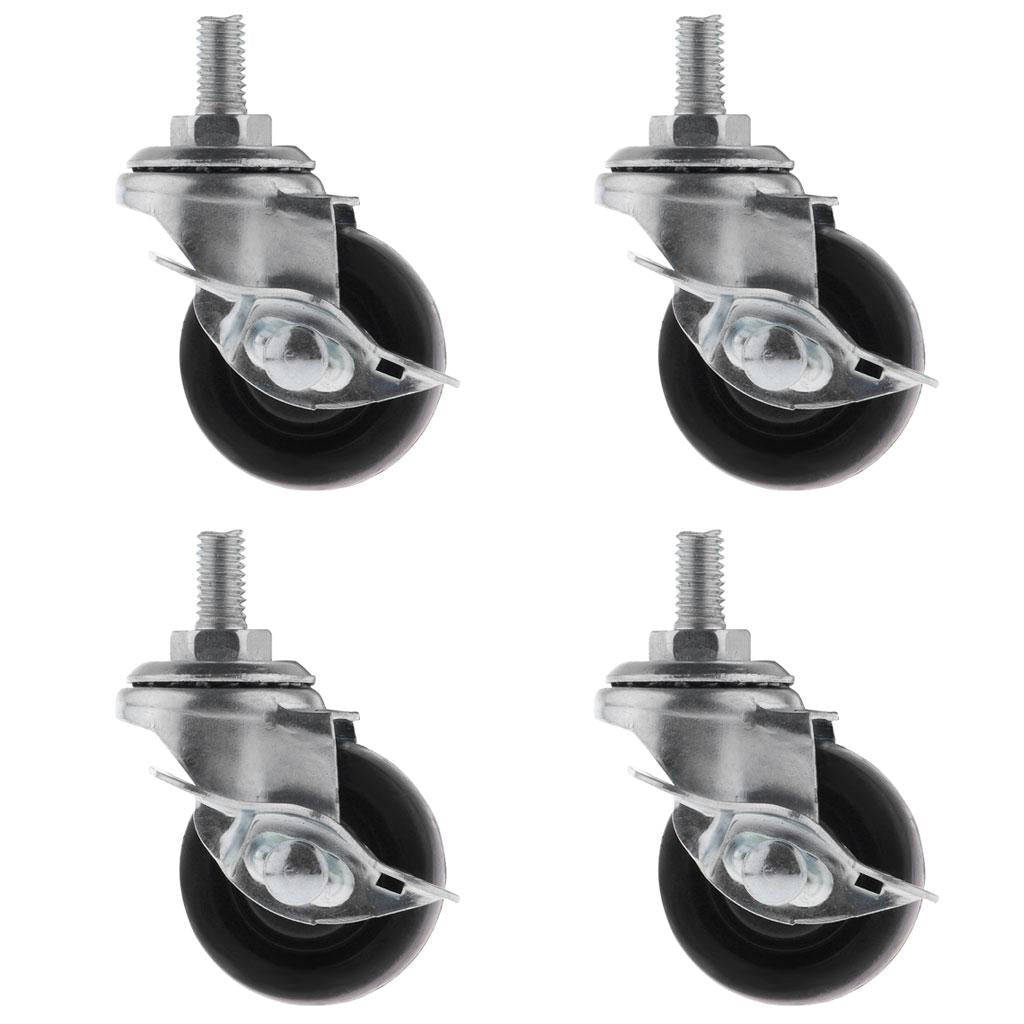 4PCS Pack 1.5 Rubber Swivel Plate Mute Caster Wheel M8 Universal with Brake"