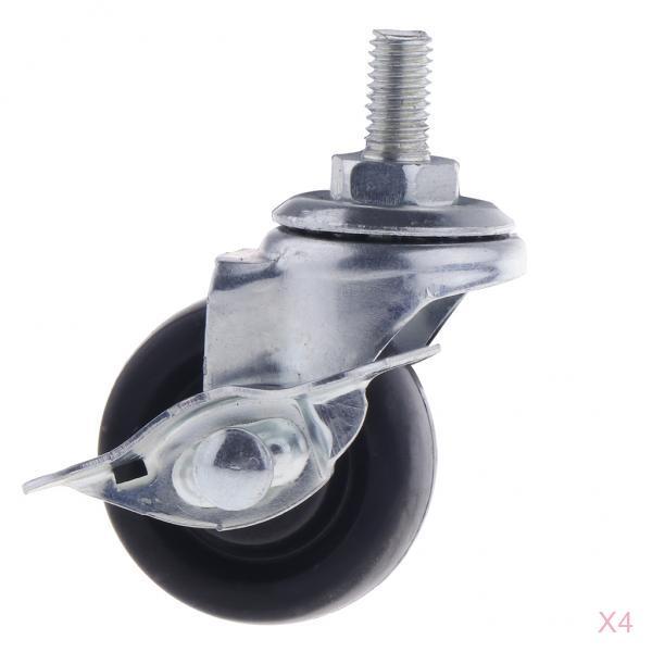 4PCS Pack 1.5 Rubber Swivel Plate Mute Caster Wheel M8 Universal with Brake"
