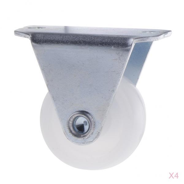 4PCS 1'' White PP Fixed Plate Caster Wheel 10kg 22lbs Cabinet Drawer Cart