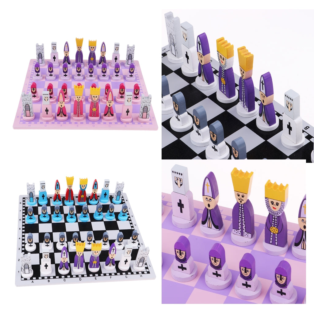 2 Set Wooden International Chess Game Chessman Checker Chess Pieces Games