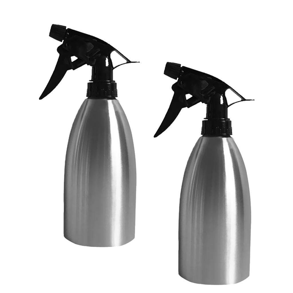 2Pcs Gardening Tool Stainless Steel Watering Can Plant Spray Bottle Silver