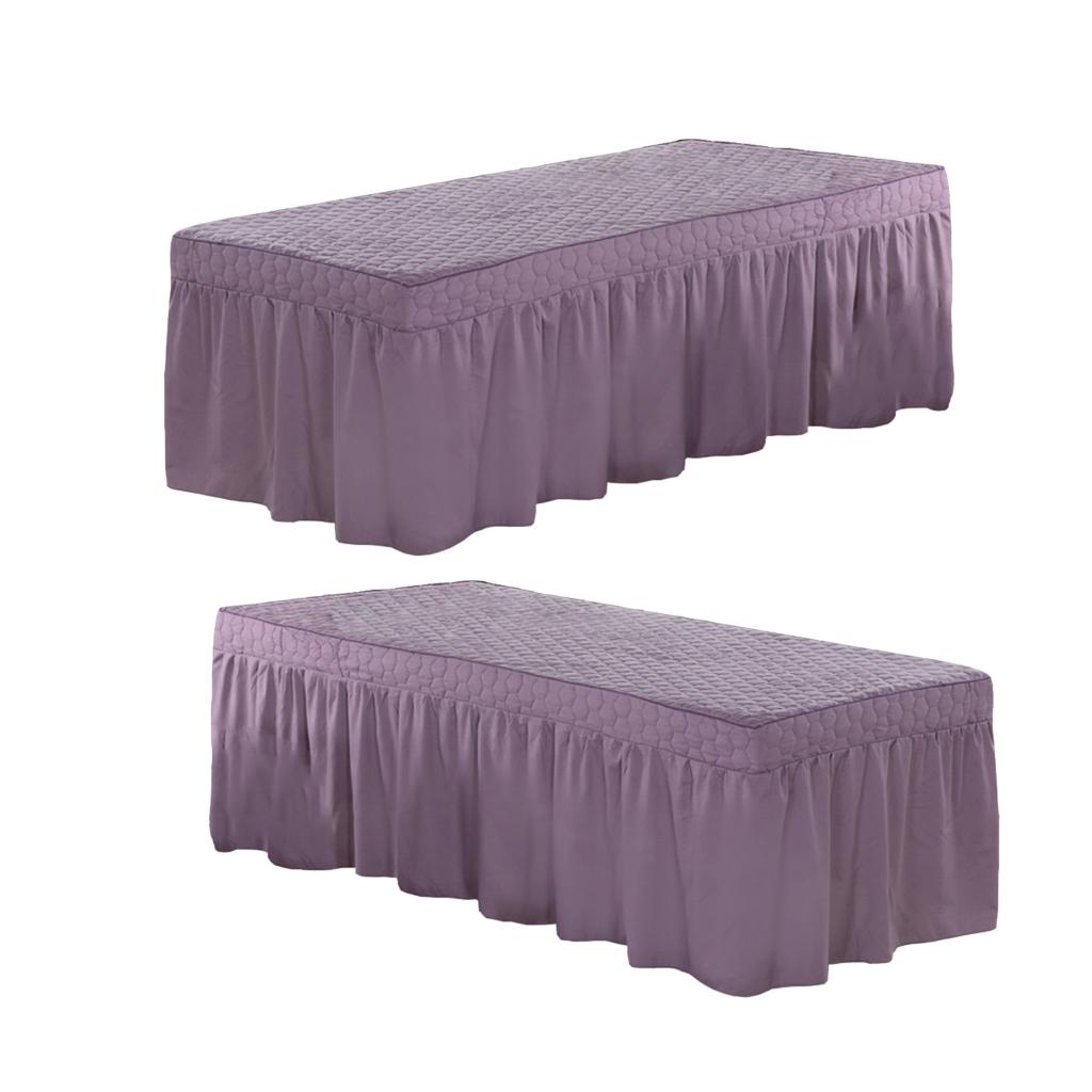 2xSPA Massage Table Skirt Beauty Bed Cover Linen Valance Sheet Purple