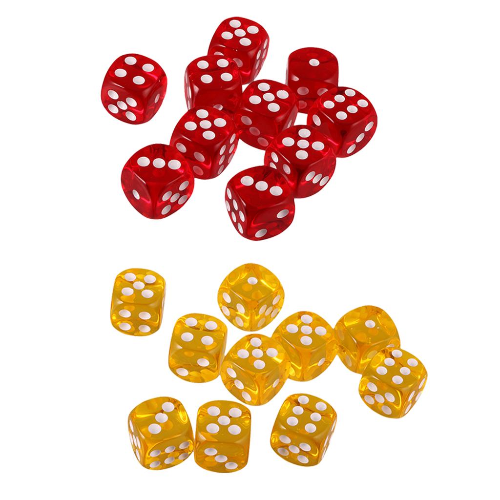 20 Pack of Acrylic Six Sided D6 Dice for D&D TRPG Party Board Game Toys
