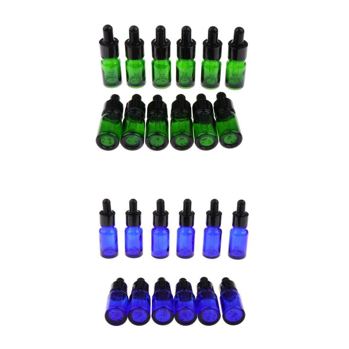 24 PCS 5ml/10ml Empty Essential Oil Bottle Glass Liquid Aromatherapy Dropper