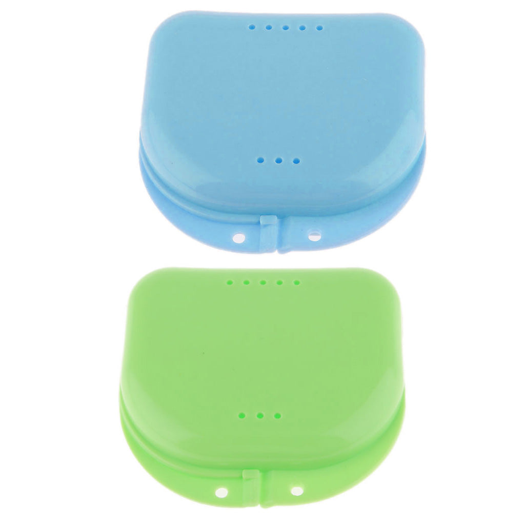 2Piece Portable Denture Retainer with Hole Mouthguard Storage Case Container