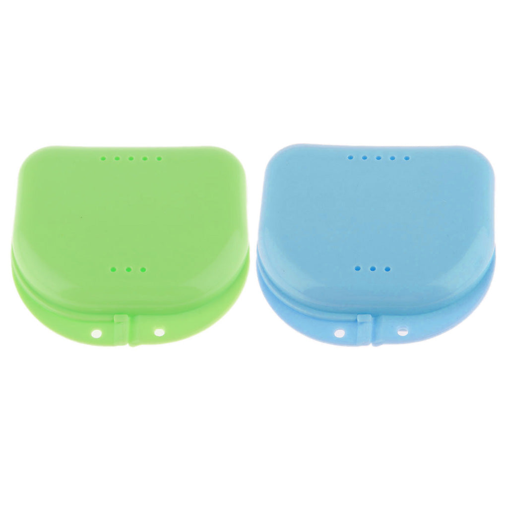 2Piece Portable Denture Retainer with Hole Mouthguard Storage Case Container