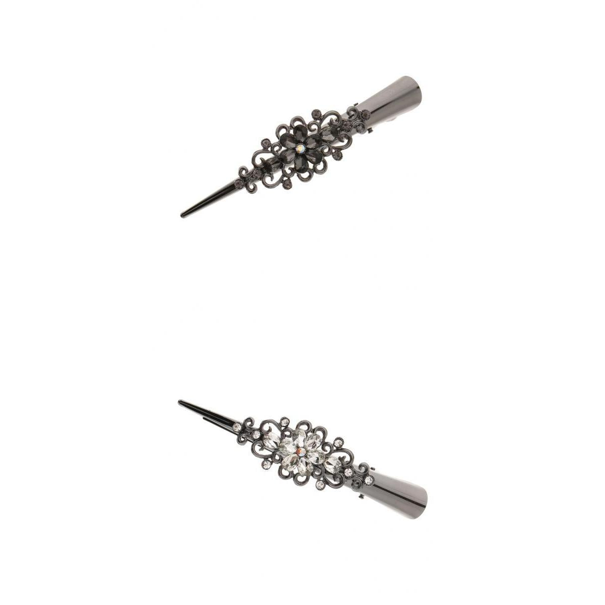 2Pack Metal Rhinestone Hair Alligator Clips Crocodile Hair Grips for Womens
