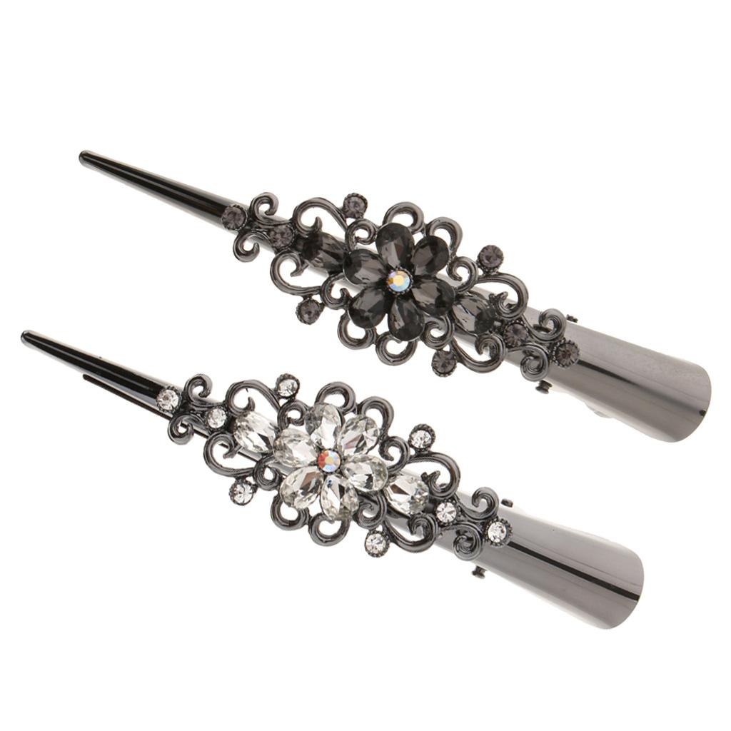 2Pack Metal Rhinestone Hair Alligator Clips Crocodile Hair Grips for Womens