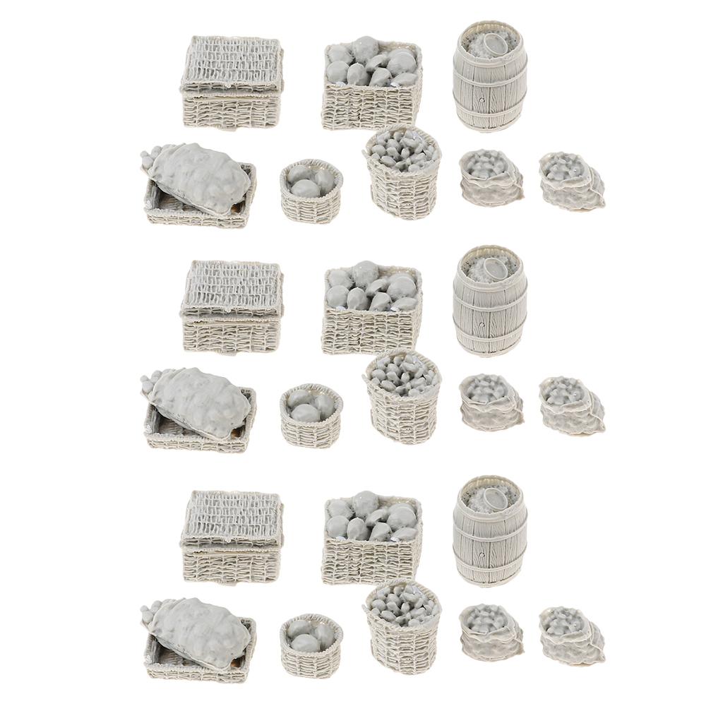 3set 1/35 Military Soldier Food Supplies Basket Cask Models for Sand Table