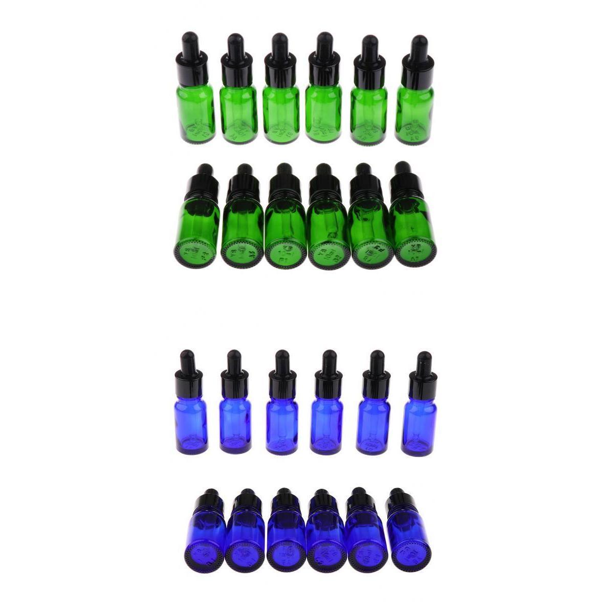 24Pieces Empty Essential Oil Bottle Glass Liquid Aromatherapy Dropper 10ML