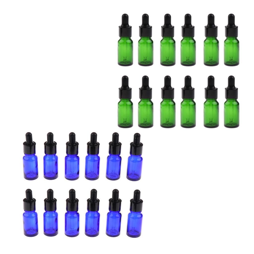 24Pieces Empty Essential Oil Bottle Glass Liquid Aromatherapy Dropper 10ML