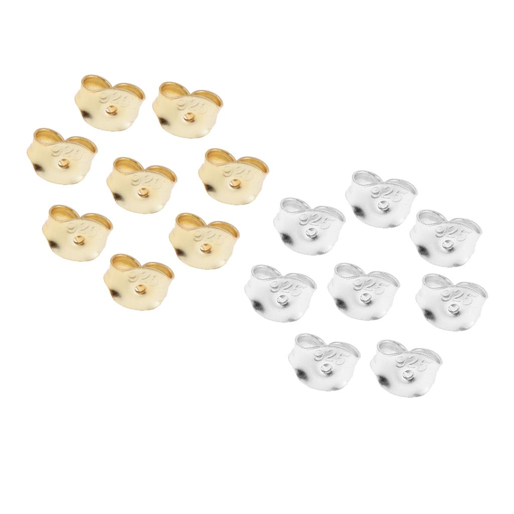 16 Pieces Bulk 925 Replacement Earring Backs Stoppers for Ear Studs DIY