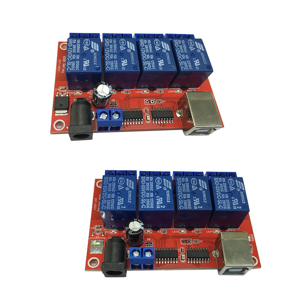 4 Channel USB Relay Module HID No Drive USB Relay for MCU control 12V + 5V