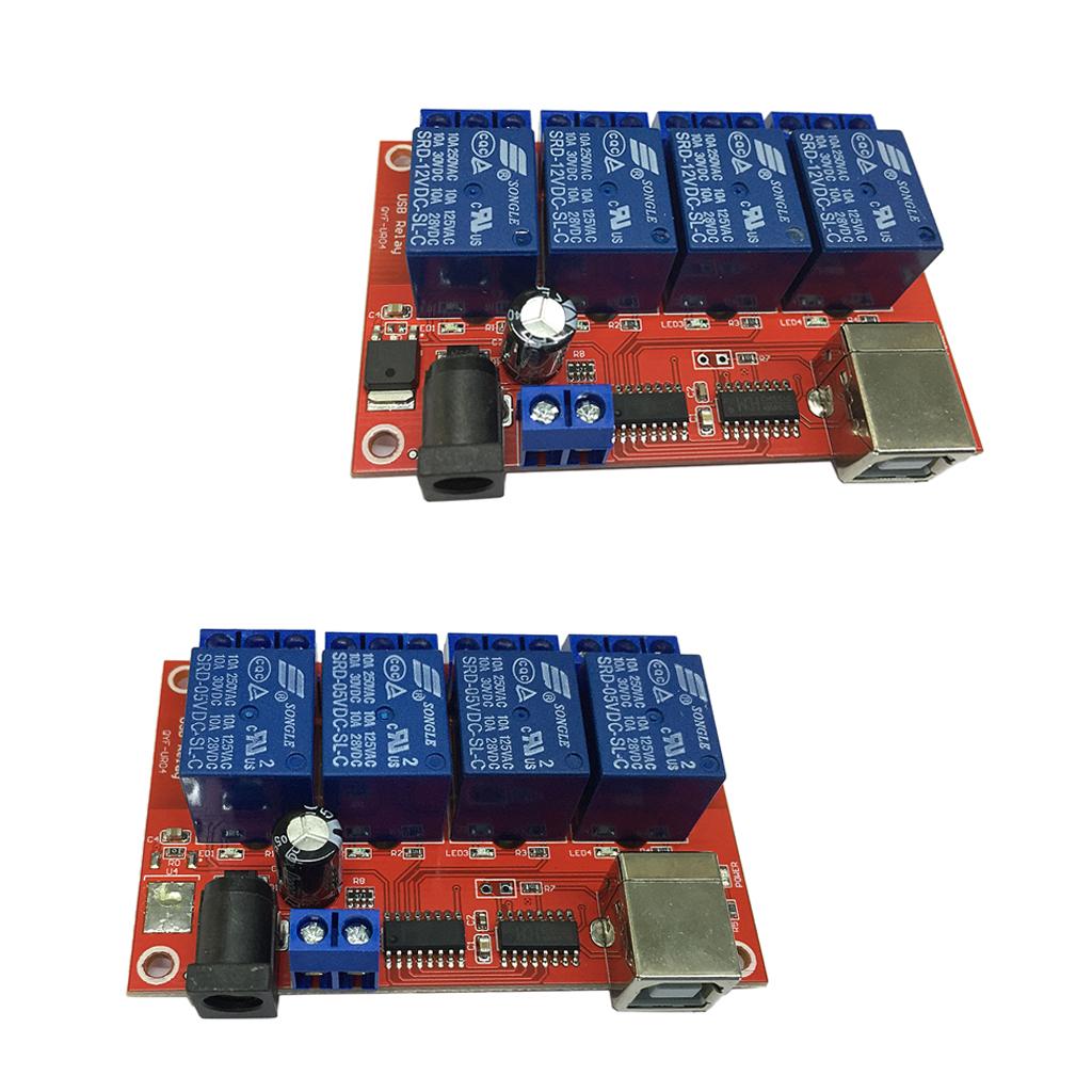 4 Channel USB Relay Module HID No Drive USB Relay for MCU control 12V + 5V